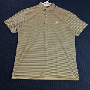 Holderness & Bourne‎ Mens XL Yellow Navy Stripe Golf Polo Shirt Tailored Fit
